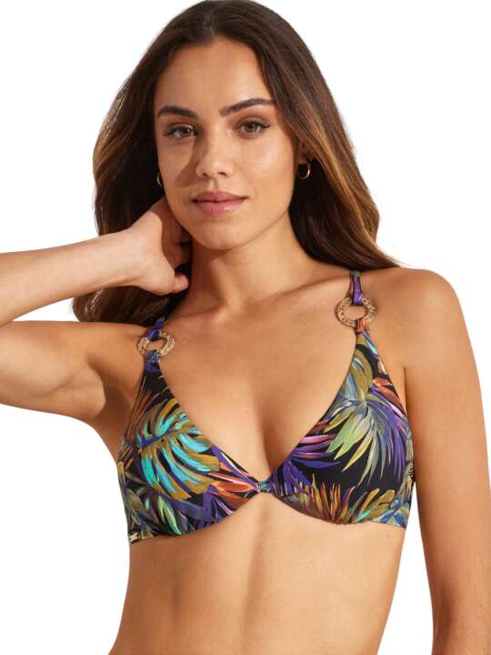 BN021SE Non-preformed triangle swimming costume top JADE Selmark Mare Black face