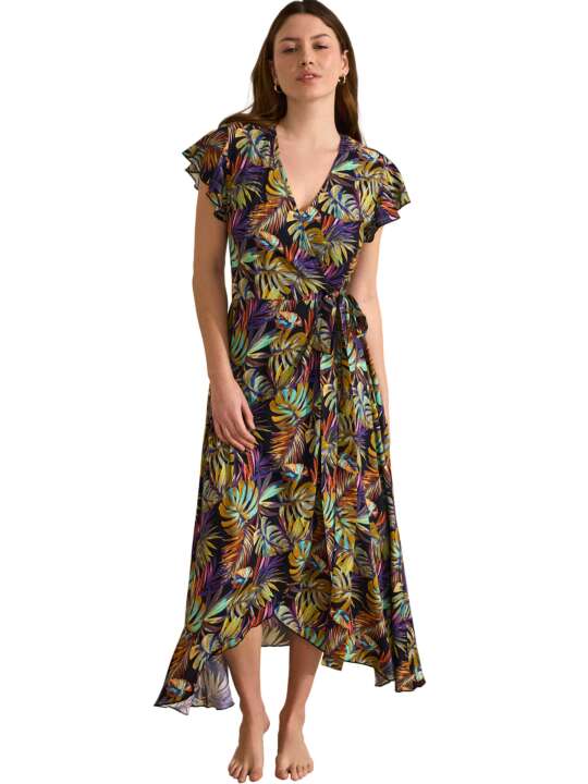 BN096SE Short-sleeved summer maxi dress JADE Selmark Mare Black face