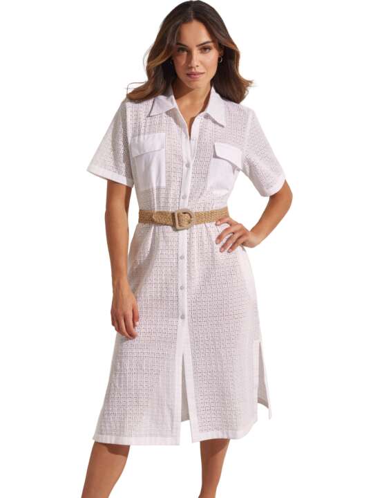 BC133SE Mid-length beach dress COMPLEMENTOS Selmark Mare White face