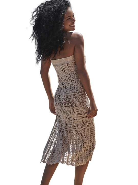 BC172SE Convertible strapless beach dress long crochet skirt COMPLEMENTOS Selmark Mare Beige face