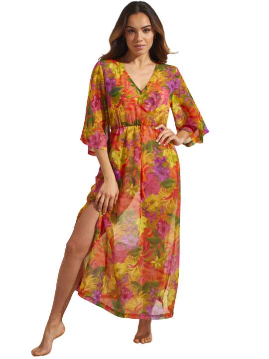 BL596SE Long beach dress BABILONIA Selmark Mare Fuchsia face