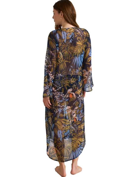 BL997SE Mid-length beach kimono AMAZONIA Selmark Mare Navy Blue face