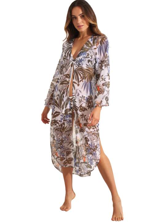 BL997SE Kimono de plage mi-long AMAZONIA Selmark Mare Blanc face