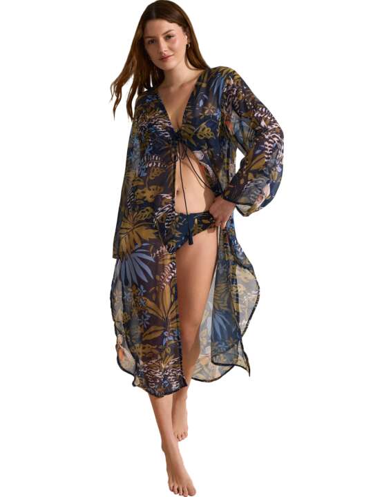 BL997SE Mid-length beach kimono AMAZONIA Selmark Mare Navy Blue face