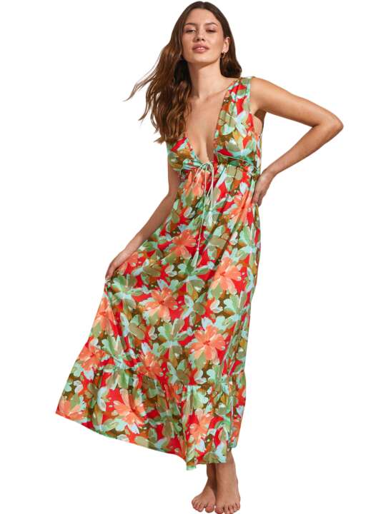 BM896SE Sleeveless summer maxi dress GIVERNY Selmark Mare Turquoise face