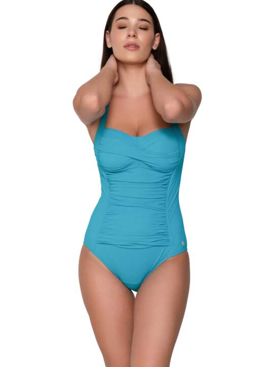 92068LU Maillot de bain amincissant 1 pièce préformé TK-5 Blue Sense bonnets C à E Luna Bleu Turquoise face