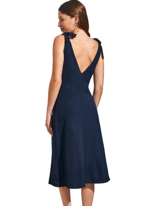 BC195SE Robe estivale mi-longue à nouettes COMPLEMENTOS Selmark Mare Bleu Marine face