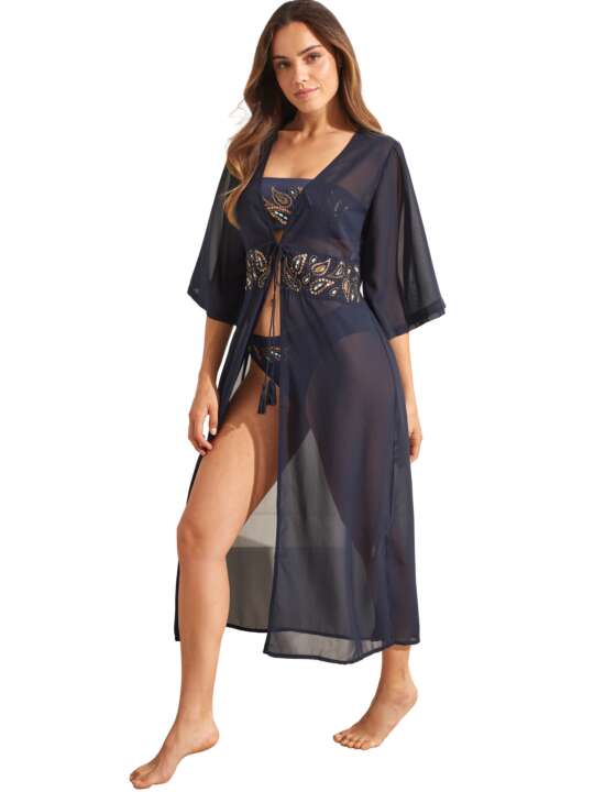 BN297SE Kimono long de plage BAIKAL Selmark Mare Bleu face