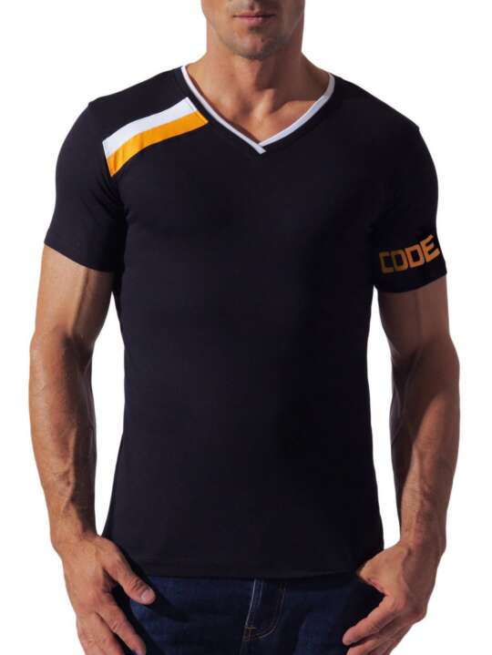10154 Tee-Shirt Asymmetric sport Code22 Noir face
