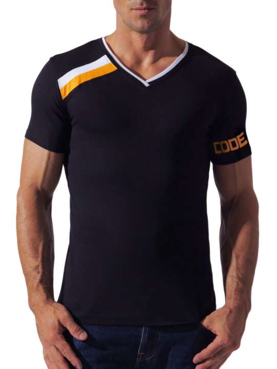 10154 T-shirt Asymmetric sport Code22 Black face