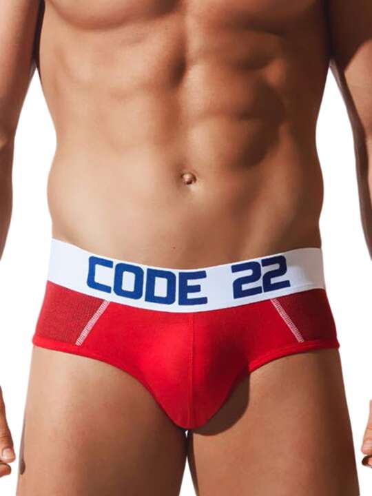 2101 Modal mesh briefs Contrast Code22 Red face
