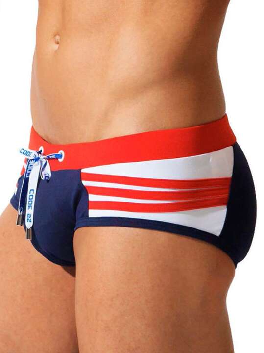 5418 Push-up swimwear Multi-Strip Code22 Navy Blue face