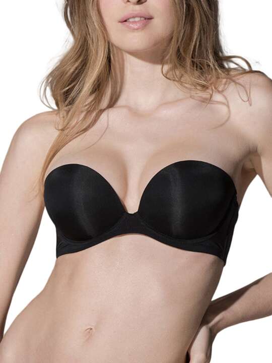 14018LU Soutien-gorge bandeau push-up Secret Luna Noir face