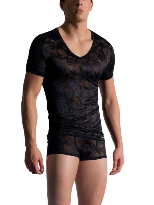210533M M759 Manstore Short Sleeve T-Shirt Wide V-Neck Black face