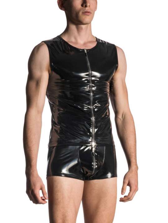 209163M M420 Manstore Sleeveless Zip Jacket Black face