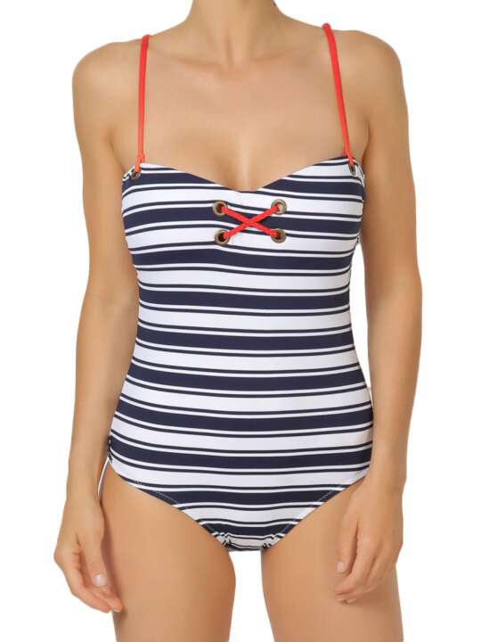 11230AD Maillot 1 pièce Navy stripes Admas Bleu Marine face