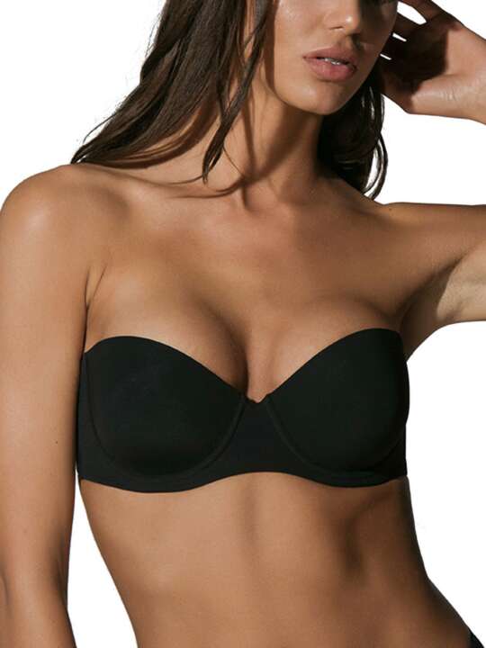 11073-74-75 Soutien-gorge bandeau préformé Secret Sense Luna Noir face