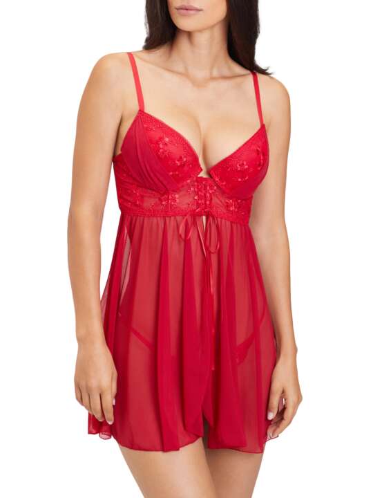 CO255N Négligé push-up rouge Tentation Lascana Rouge face