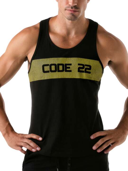 3311COD Wide Stripe Tank Top Code22 Black face
