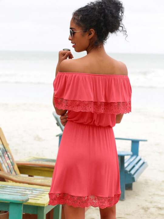DR38103 Holly Lascana coral beach dress Coral face