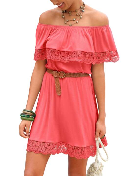DR38103 Holly Lascana coral beach dress Coral face