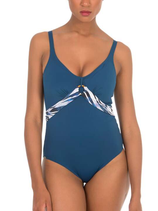 B9353SE Maillot de bain 1 pièce préformé sculptant Cebras Selmark Mare Bleu face