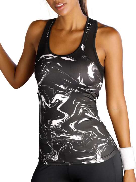 LA03138 Top sport Active Lascana marbré Noir face