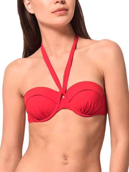 91924LU Haut maillot de bain bandeau préformé Blue Sense Luna Splendida rouge Rouge face