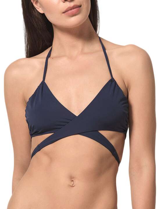 91925LU Haut maillot de bain triangle convertible Blue Sense Luna Splendida bleu Bleu face