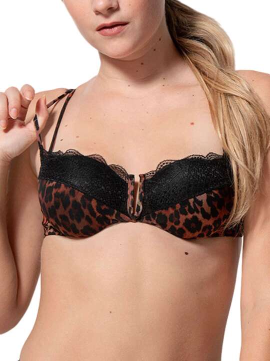 85601LU Soutien-gorge balconnet Wildcat noir Luna Splendida Noir face