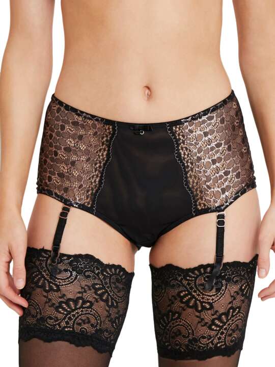 LP79SLI High waist suspender belt shorty Livia Lascana Leopard face