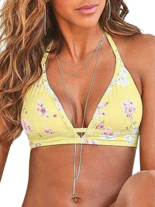 STC68 Haut maillot de bain triangle Sunseeker jaune bonnets A-B Lascana Jaune face