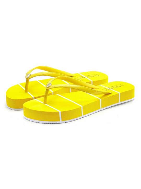 35139513 Tongs plage rayées jaune Lascana Jaune face