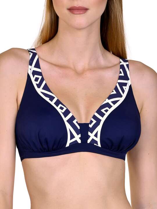 40496LI Haut maillot de bain sans armatures Costa Rica bleu Lisca Bleu face