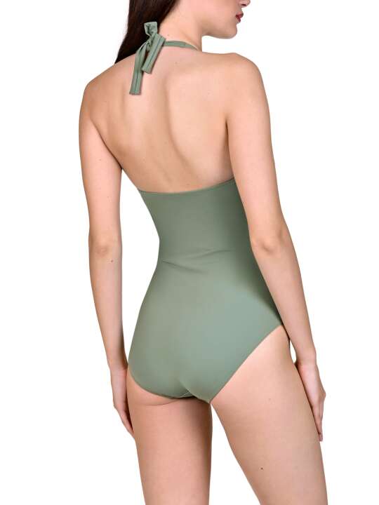 43446LI Ancona Lisca Underwired Swimsuit 1-piece Halter without underwire shapewear Green face