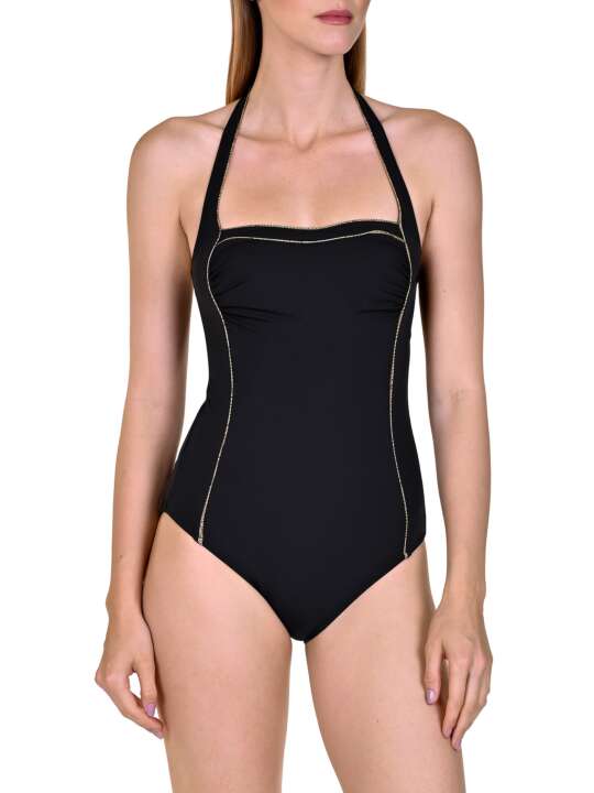 43446LI Maillot de bain 1 pièce dos nu sans armatures shapewear Ancona Lisca Noir face