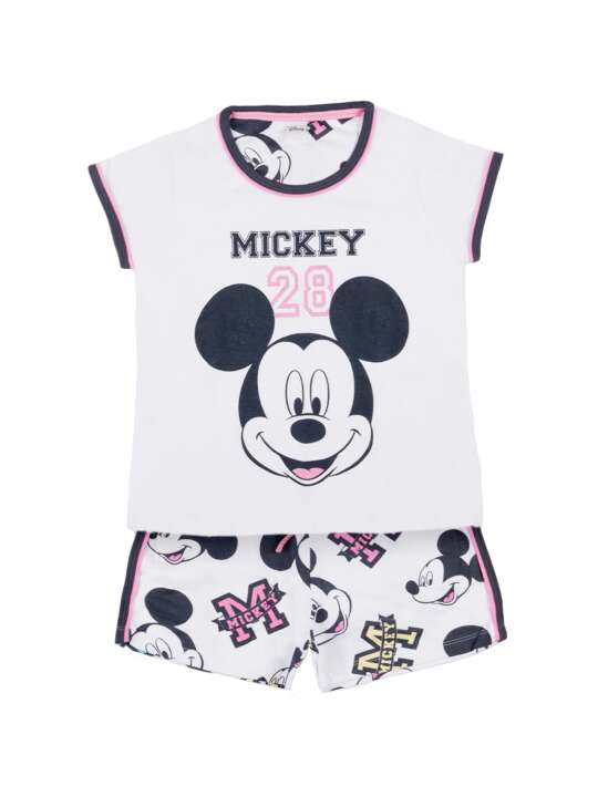 54392AD Pyjama short t-shirt Mickey 28 Disney blanc Admas Blanc face