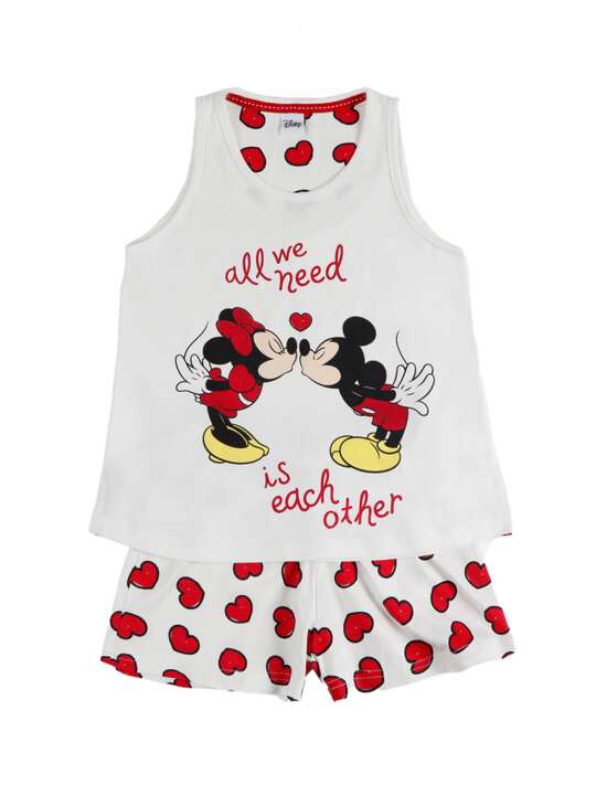 55094AD Pyjama fille short débardeur Love Mouse Disney ivoire Admas Ivoire face